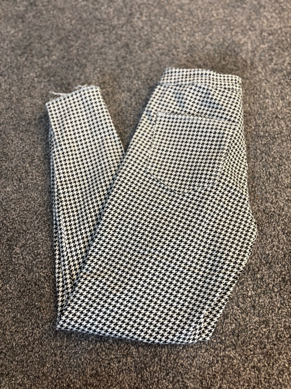 Divided Black and White Houndstooth Skinny Pants